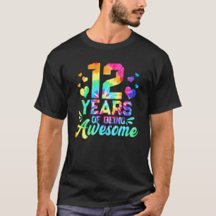 Camiseta 12 Birthday Idea Tie Dye 12 Anos De Ser Aweso