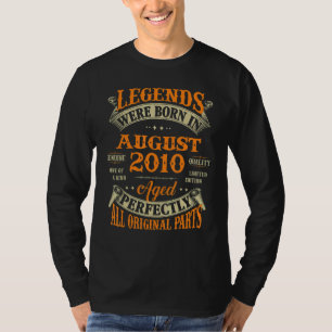 Camiseta 12 Birthday Legends Nascer Em Agosto De 2010 12 An