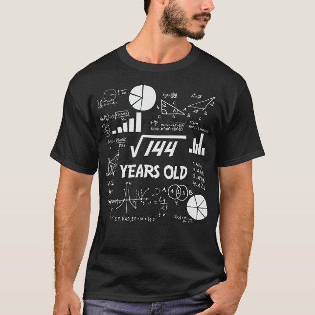 Camiseta 12 Birthday Love Math Square Root 144 Professora R (Frente)