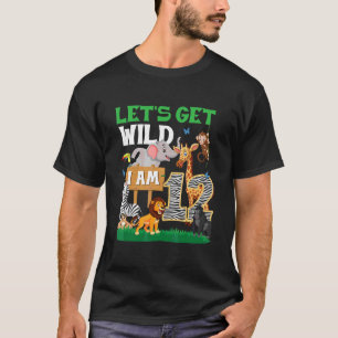 Camiseta 12 Birthday Zoo Animal 12 Anos De Idade