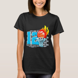 Camiseta 12 Bysketbyll de 12 anos Tema de Festa de aniversá