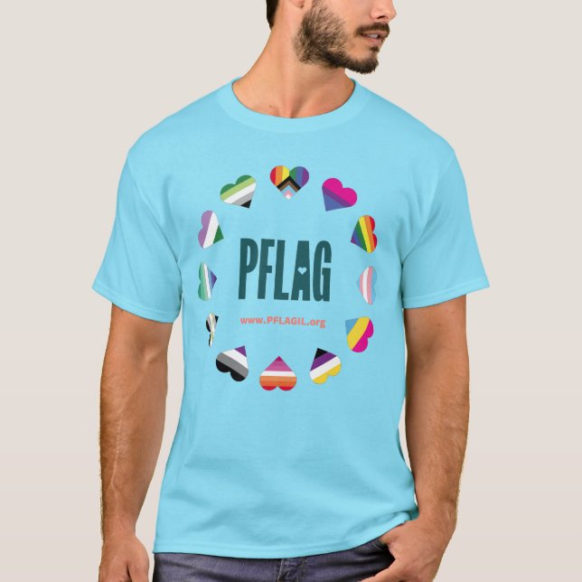 Camiseta 12 Círculo cardíaco PFLAG T-Camisa vívida (Frente)