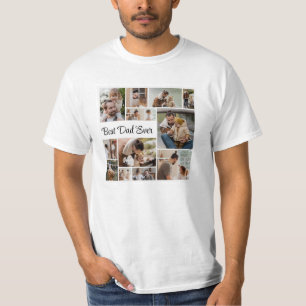 Camiseta 12 Colagem de Fotografias Melhor Valor para o Pai