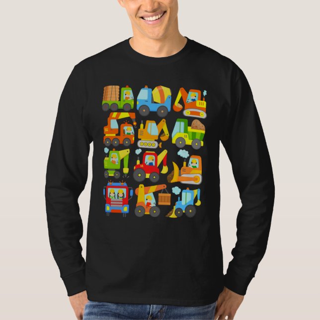 Camiseta 12 construction vehicles machinery construction si (Frente)
