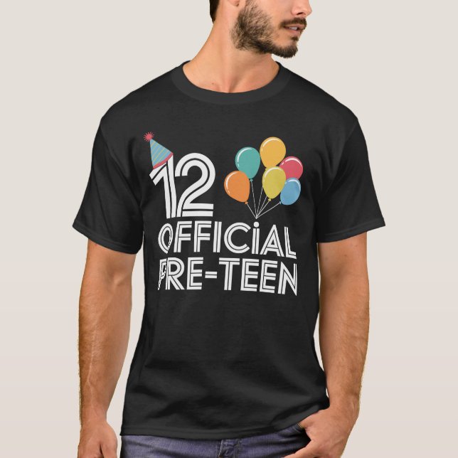 Camiseta 12 Crianças de Aniversário Antes do Adolescente Ap (Frente)