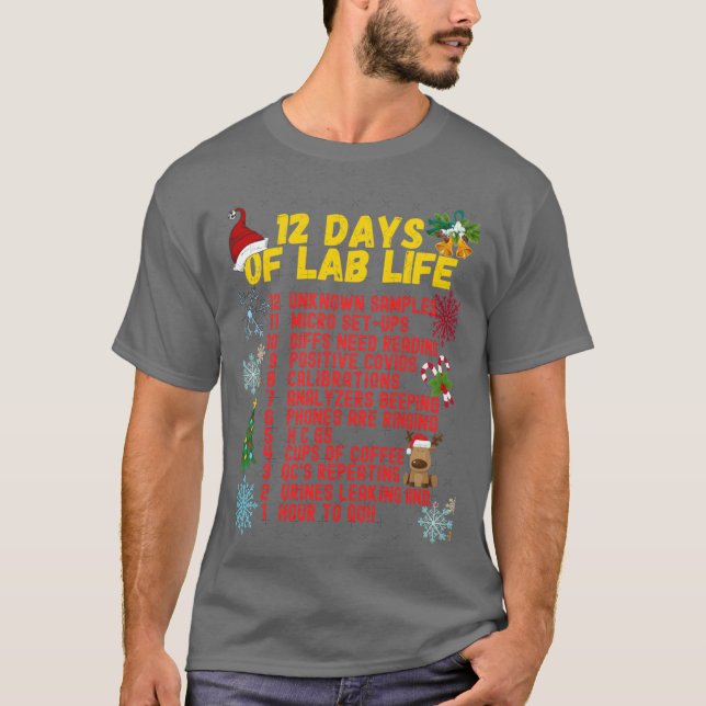 CAMISETA 12 DAYS OF LAB LIFE CHRISTMAS MEDICAL LABORATORY S (Frente)