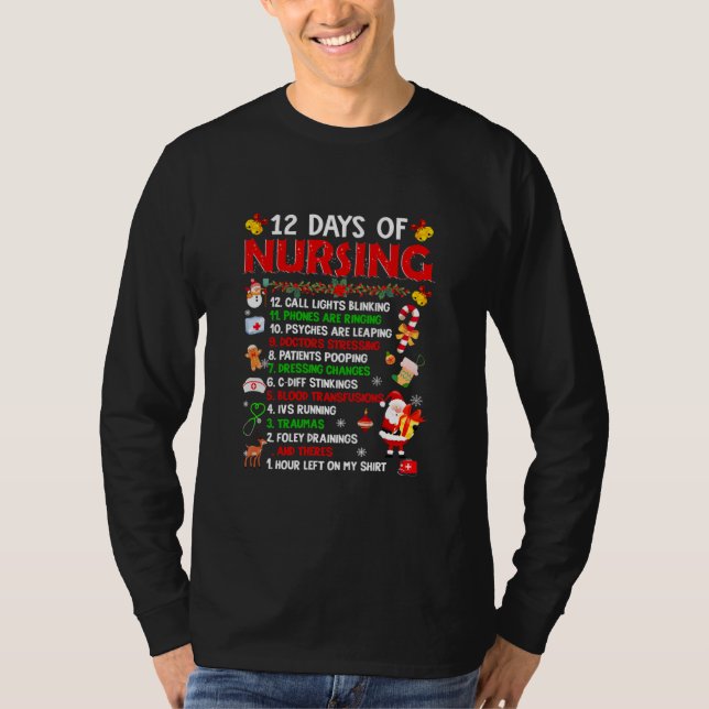 Camiseta 12 Days Of Nursing Merry Christmas For Women Xmas (Frente)