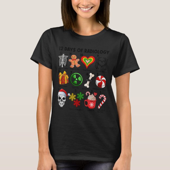 Camiseta 12 Days Of Radiology Xray Tech Ct Mri Merry Christ (Frente)