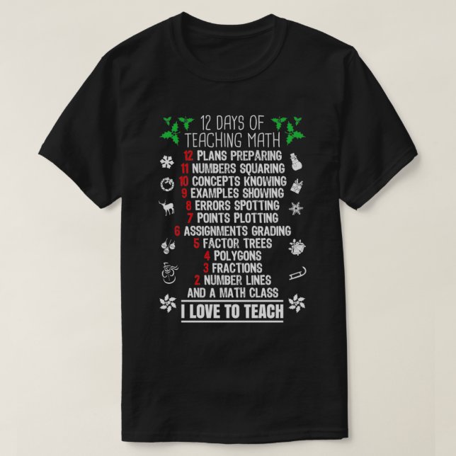 Camiseta 12 Days of Teaching Math XMas Christmas Gifts For  (Frente do Design)