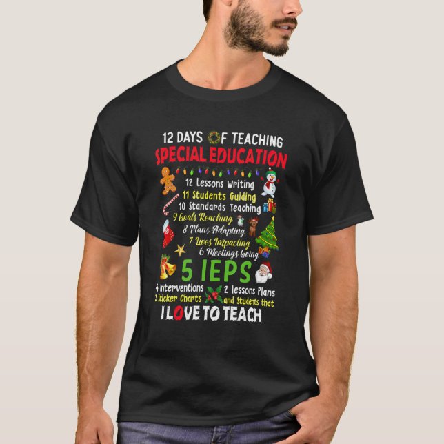 Camiseta 12 Days Of Teaching Special Education Teacher Elf  (Frente)