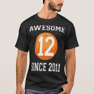 Camiseta 12 de 12 anos de idade, feliz basquete de aniversá