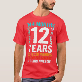 Camiseta 12 de 12 anos de idade Presente de Aniversário Ret