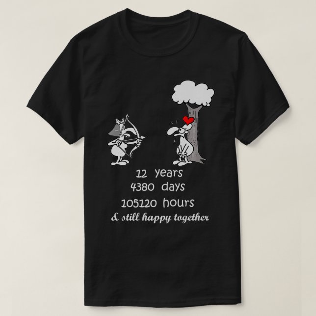 Camiseta 12 De Aniversário De Casamento Dotado Por Ele Por  (Frente do Design)