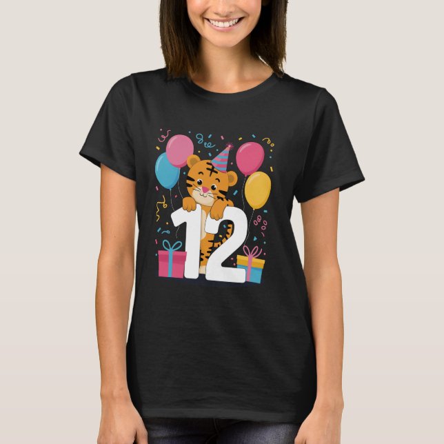 Camiseta 12 de aniversário do Tiger para menina de 12 anos (Frente)