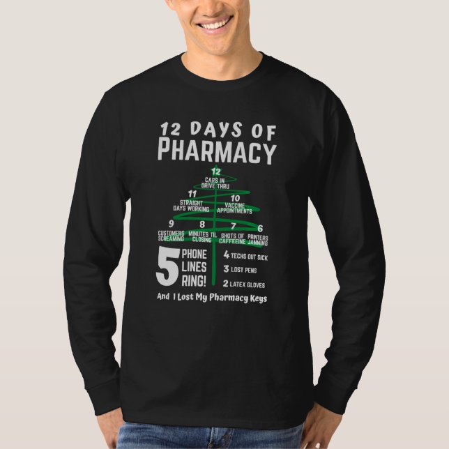 Camiseta 12 Dias De Farmacologia Farmacêutica De Árvore De  (Frente)