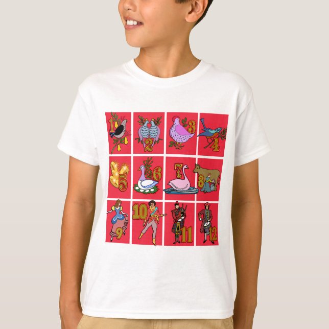 Camiseta 12 dias de T-shirts de Natal, Roupa, presentes (Frente)