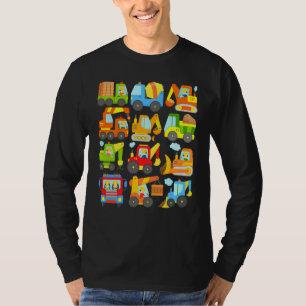 Camiseta 12 veículos de construção máquinas canteiro de obr