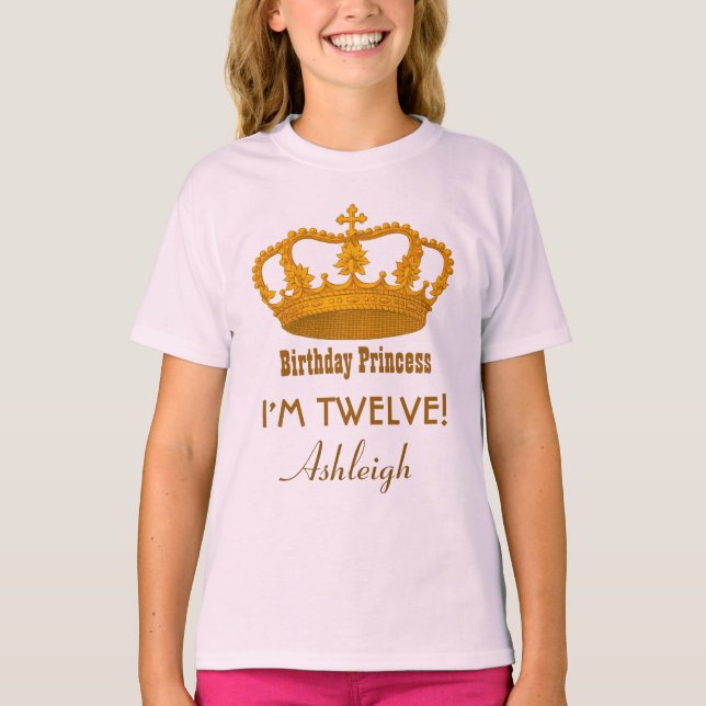 Camiseta 12o Princesa Costume Nome Real Coroa A10 do (Frente)