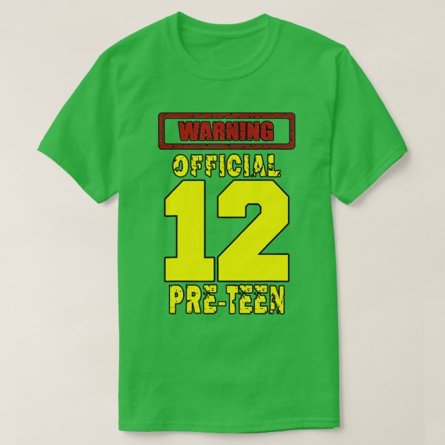 Camiseta 12TH Birthday 12Yrs Warningofficial PRETEEN  (Frente do Design)