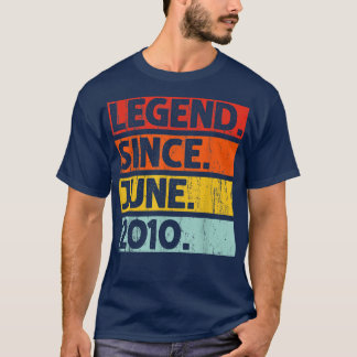 Camiseta 12th Birthday Gifts Legend Since June 2010 12 Year