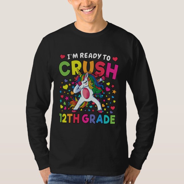 Camiseta 12th Grade Dabbing Unicorn Girl Back To School Kid (Frente)