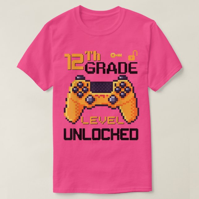 Camiseta 12th grade level unlocked video game gamers pixel  (Frente do Design)