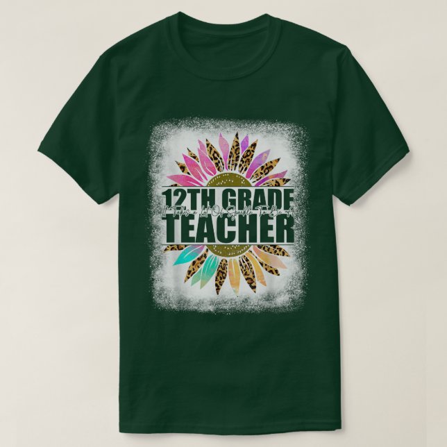 Camiseta 12th Grade Teacher Leopard Sunflower s, Back To Sc (Frente do Design)