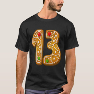 Camiseta 13 Alphabet de Cookie Maiúsculo de Natal Número