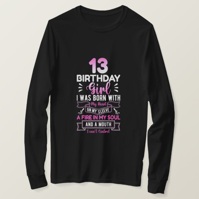 Camiseta 13 Aniversário De 13 Anos Meninas Engraçadas Adole (Frente do Design)