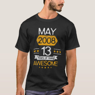 Camiseta 13 Aniversário Decoração Maio 2008 Garota 13 Yea