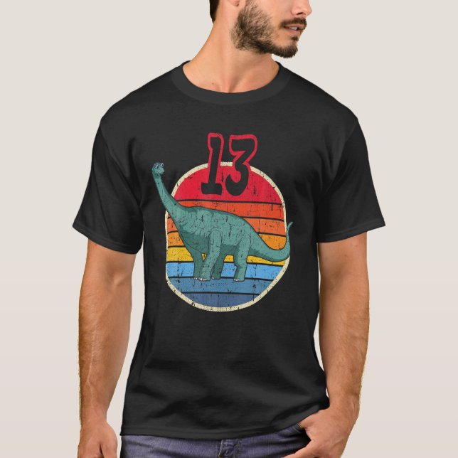 Camiseta 13 Aniversário I Brachiosaurus Diplodocuments I Fa (Frente)