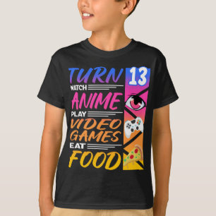 Camiseta 13 Aniversário I Manga I Gamer I 90s Kawaii Pizza
