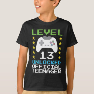 Camiseta 13 Aniversário Nível 13 Desbloqueado Adolescente O