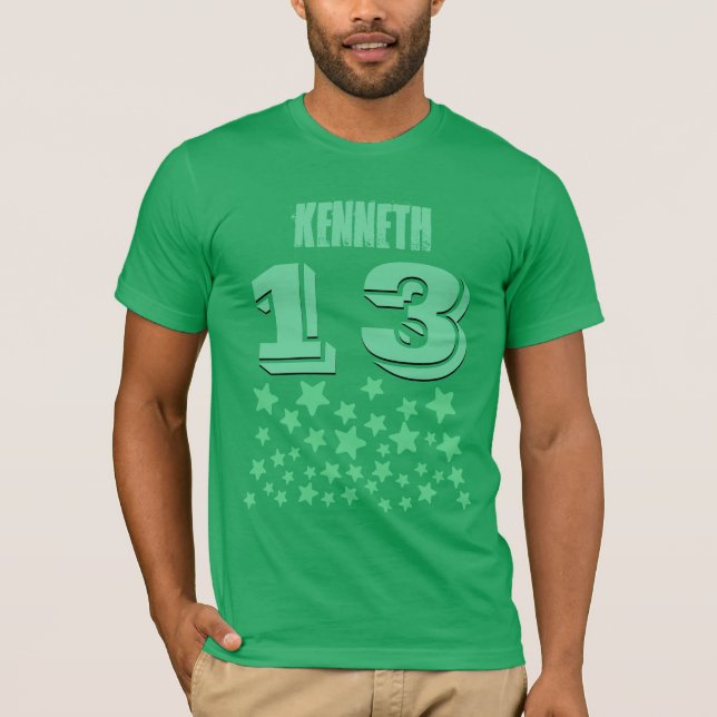 Camiseta 13 Aniversário ou QUALQUER ANO Burst de Estrelas V (Frente)