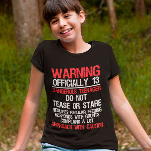 Camiseta 13 anos de alerta 13 de aniversário perigosa adol