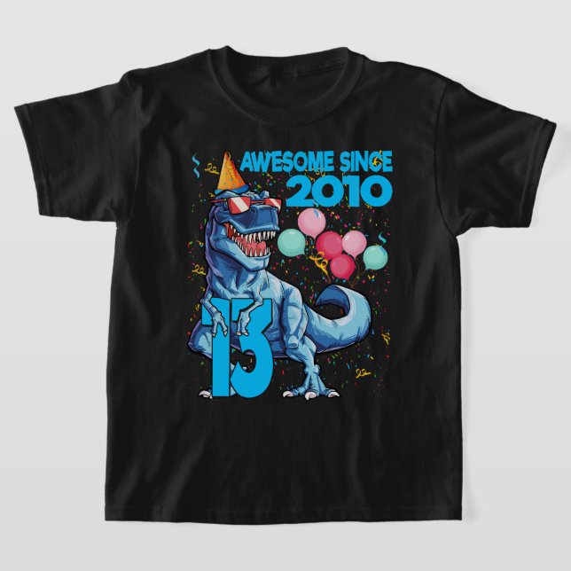 Camiseta 13 Anos De Idade, 13 Anos, Festa De Menino Dinossa (Postura )