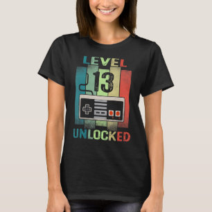 Camiseta 13 Birthday Boy Level 13 Desbloqueado Video Gamer 