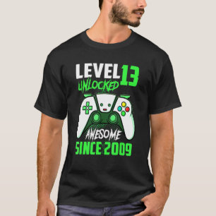 Camiseta 13 Birthday Boy Nível 13 Desbloqueado Incrível 200
