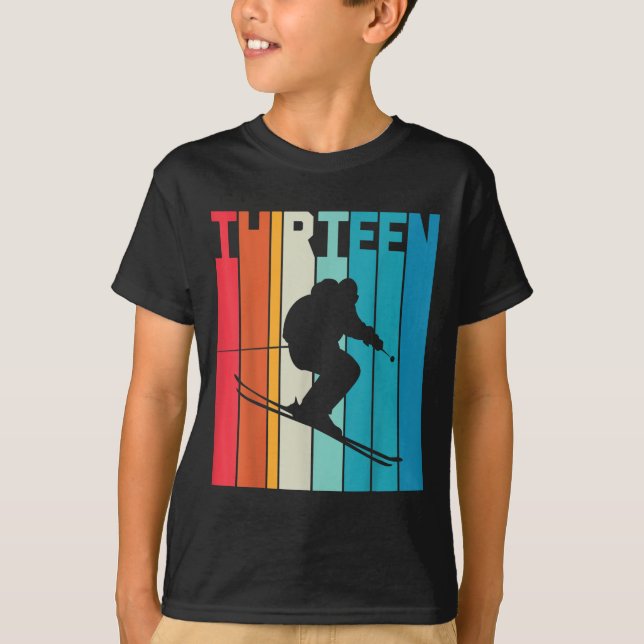 Camiseta 13 Birthday Boy Retro Ski Lover Skier 13 Anos O (Frente)