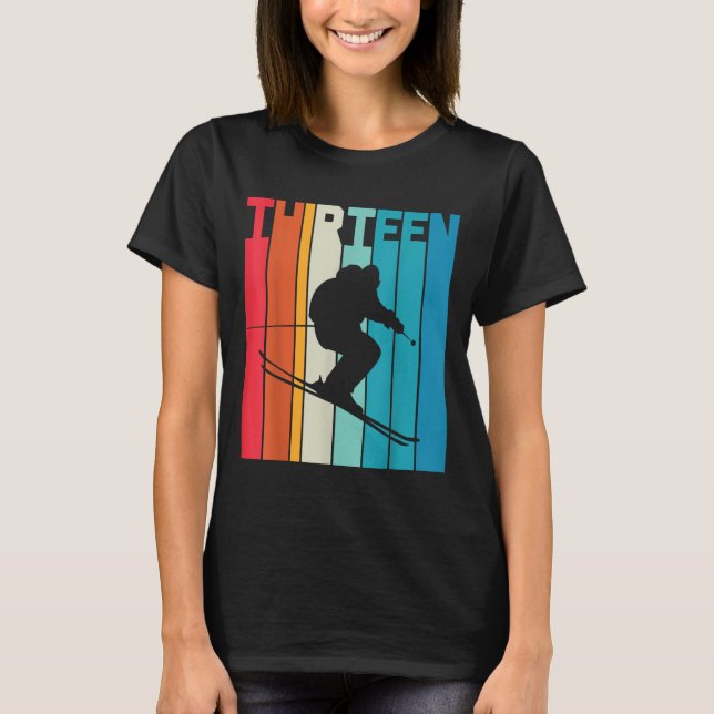 Camiseta 13 Birthday Boy Retro Ski Lover Skier 13 Anos O (Frente)