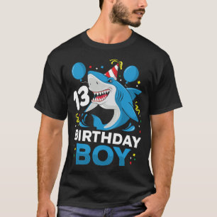 Camiseta 13 Birthday Boy Shark Ocean Theme Party 13 Anos