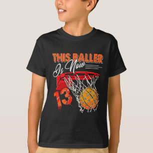 Camiseta 13 Birthday Bysketbyll Diversão 13 Anos Crianças