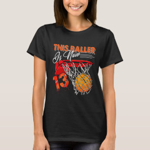 Camiseta 13 Birthday Bysketbyll Diversão 13 Anos Crianças