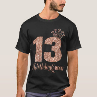 Camiseta 13 Birthday Girls - Dígitos Duplos - Rosa de Cor
