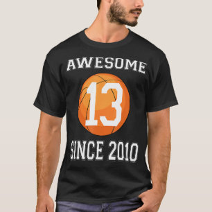 Camiseta 13 de 13 e treze anos basketba feliz de aniversári