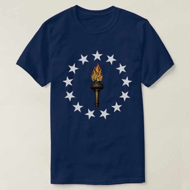Camiseta  13 Estrelas Chama da Liberdade  (Frente do Design)