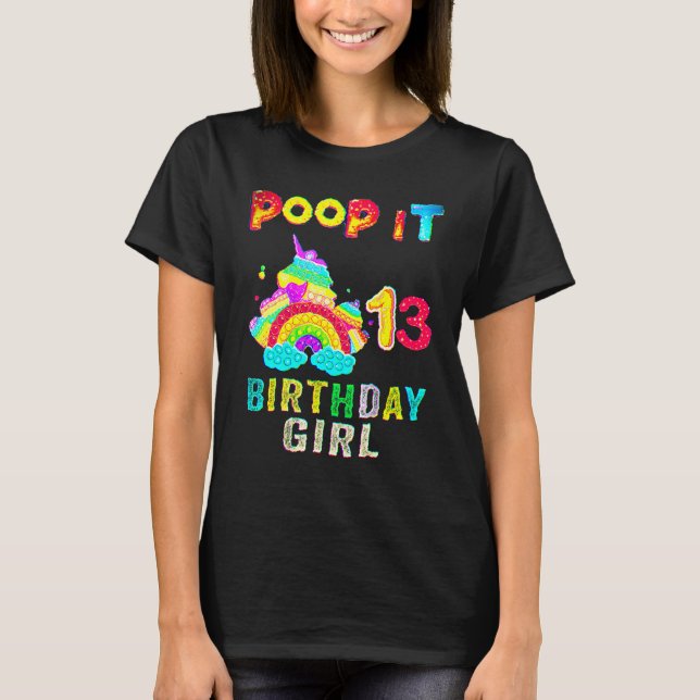 Camiseta 13 Fidget Pop It Birthday Girl Party Treze 13 (Frente)