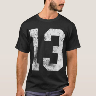 Camiseta 13 Jogador de Número Sortudo de Aniversário Legal 