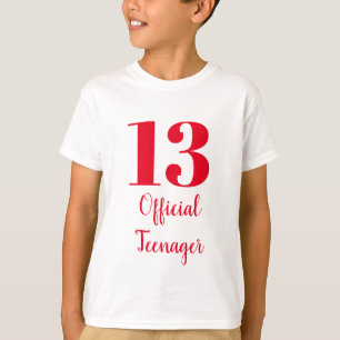 Camiseta 13 Oficial de Adolescente Aniversário Vermelho Per