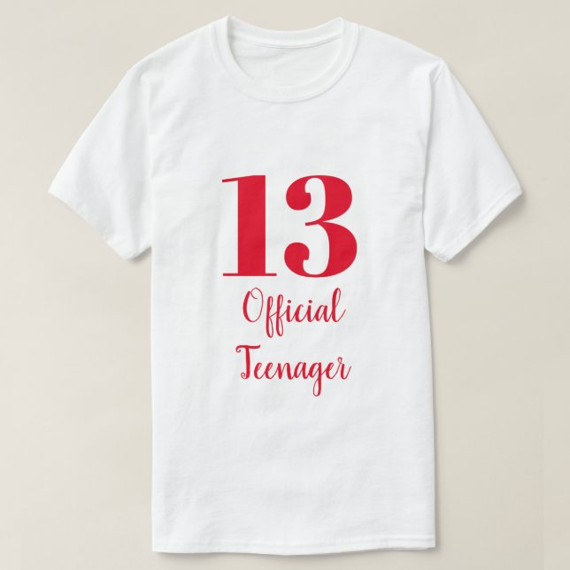 Camiseta 13 Oficial de Adolescente Aniversário Vermelho Per (Frente do Design)